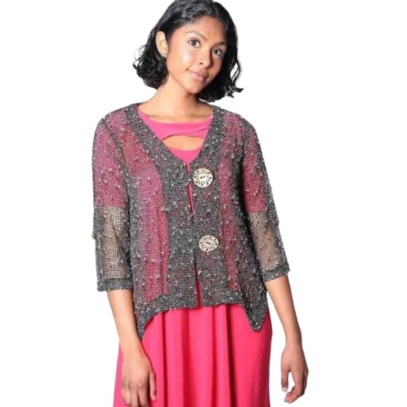Nina Leonard 3/4 Sleeve Coconut Button Top Size Small - Picture 1 of 8